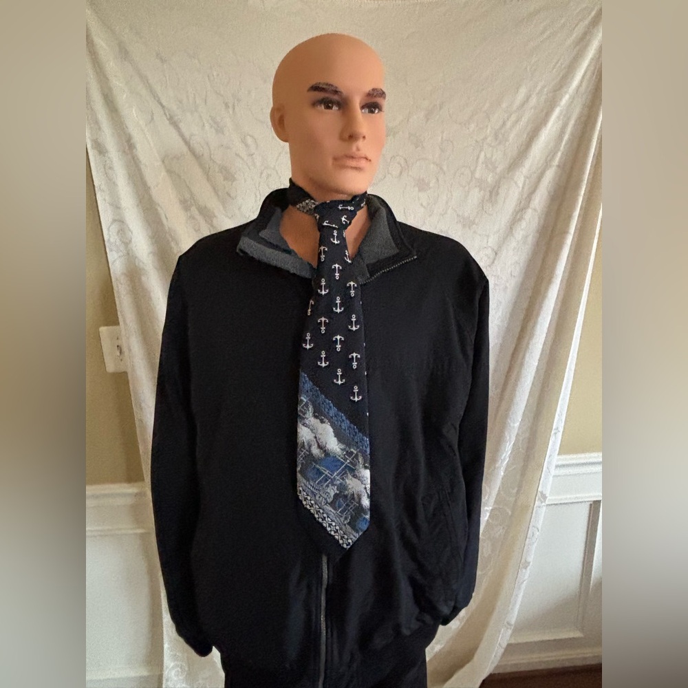Gino Pompeii Handmade Textured Polyester Nautical Tie (Good Condition)